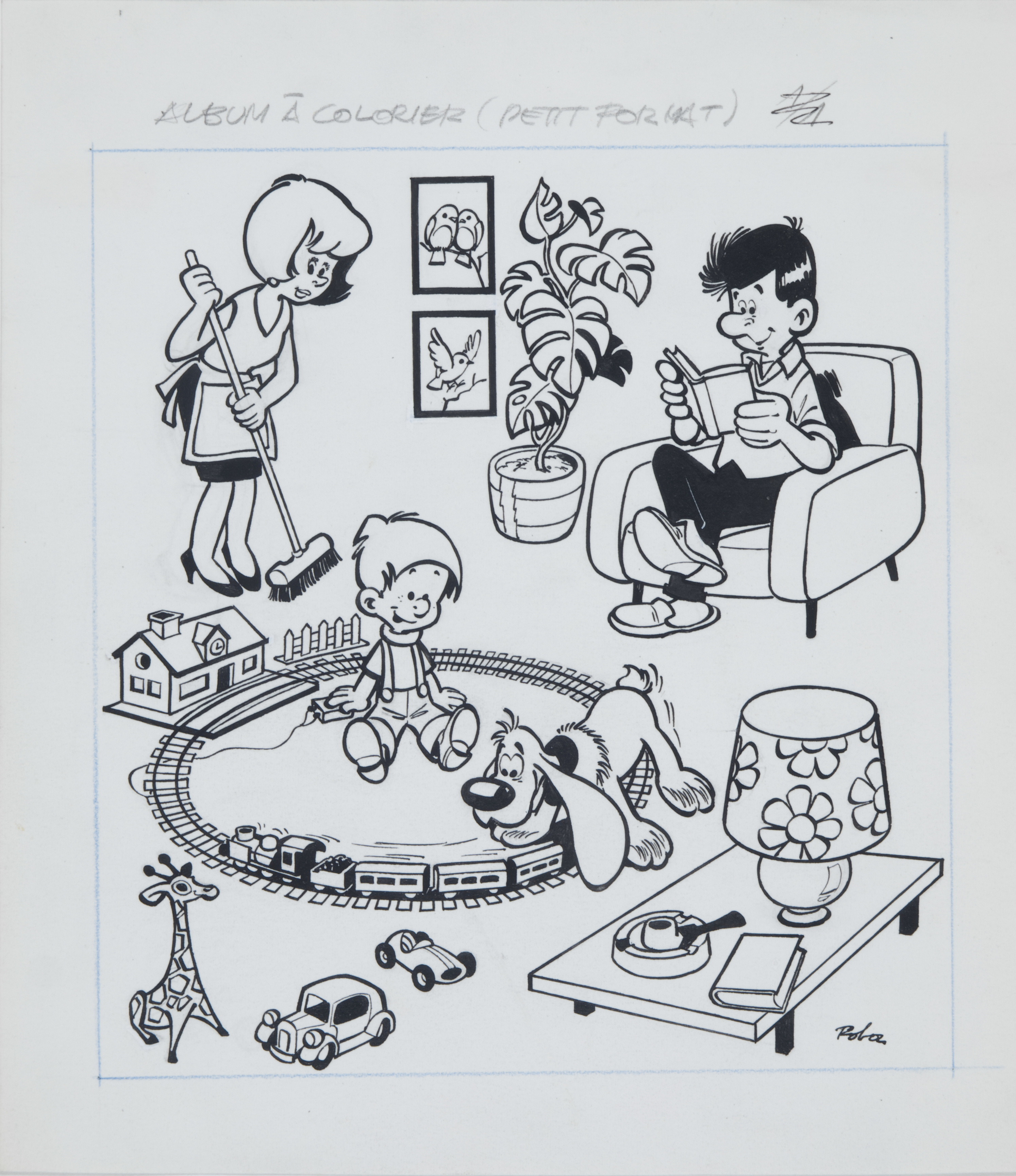 Boule et Bill - Illustration pour album à colorier Dupuis - c.1963 par