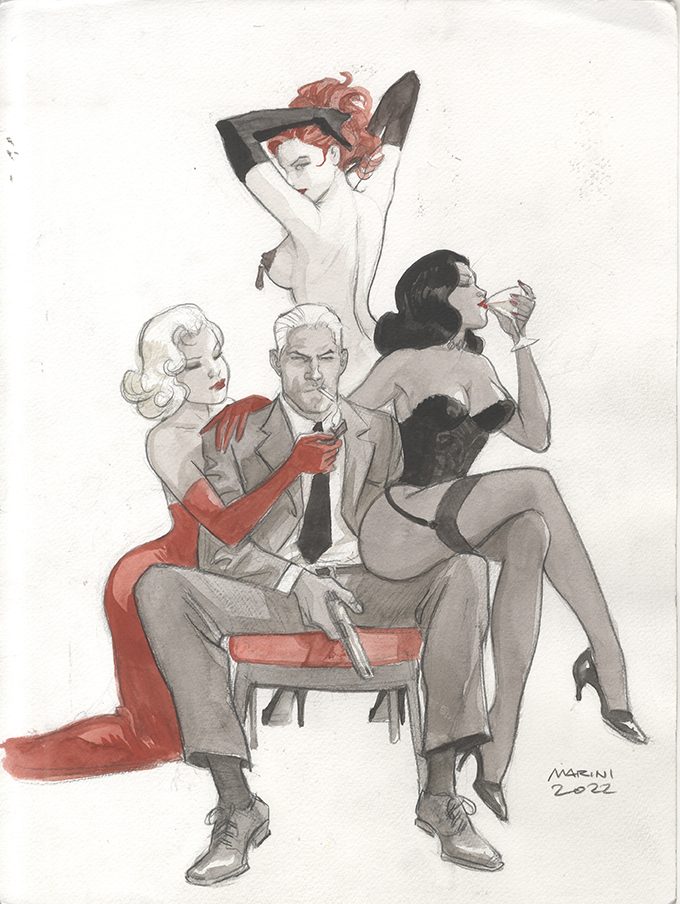 Slick Et Femmes Par Enrico Marini Planche Originale