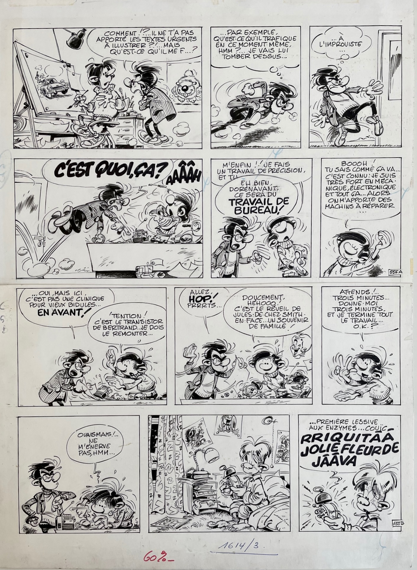 Gaston Lagaffe Gag 555 Par Franquin Planche Originale